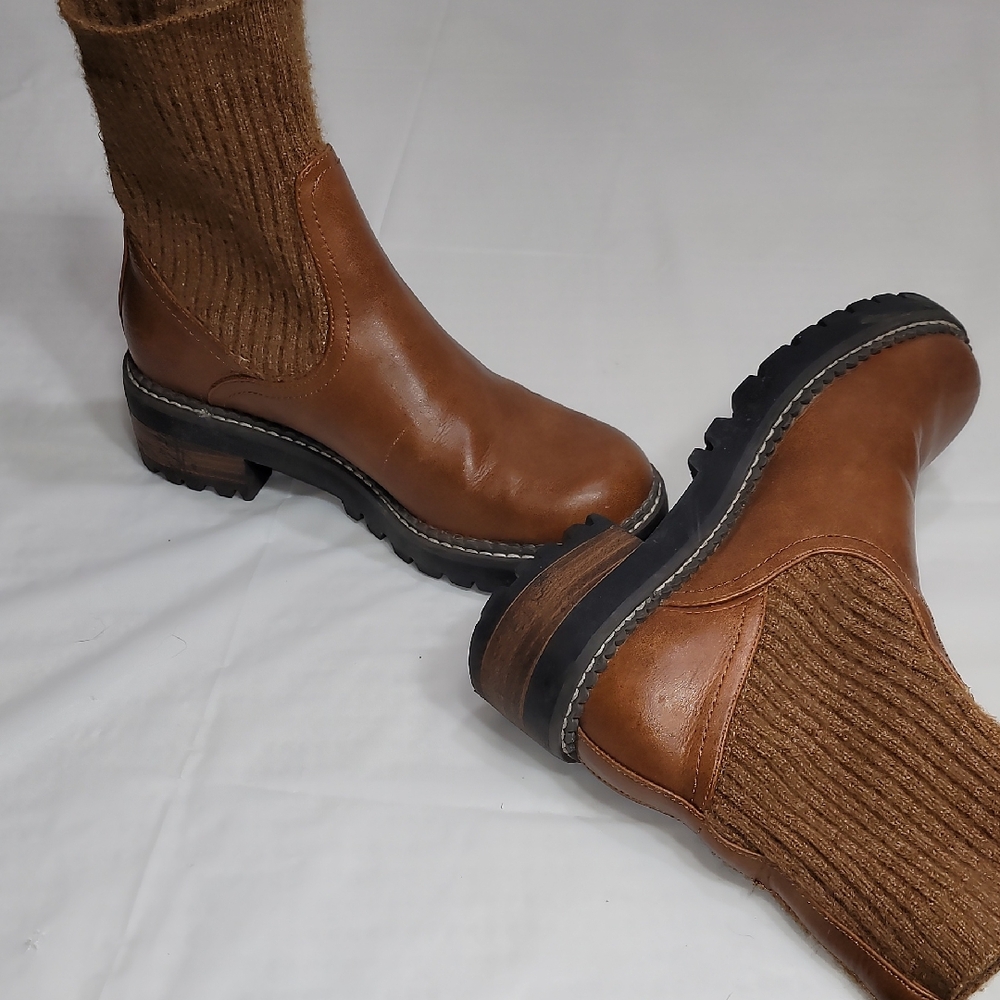 Target Brown Ankle Boots with Knitted Collar